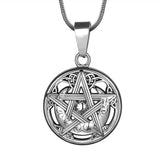 Collar de pentagrama para hombre, colgante irlandés de luna creciente pagana Wiccan, Pentáculo